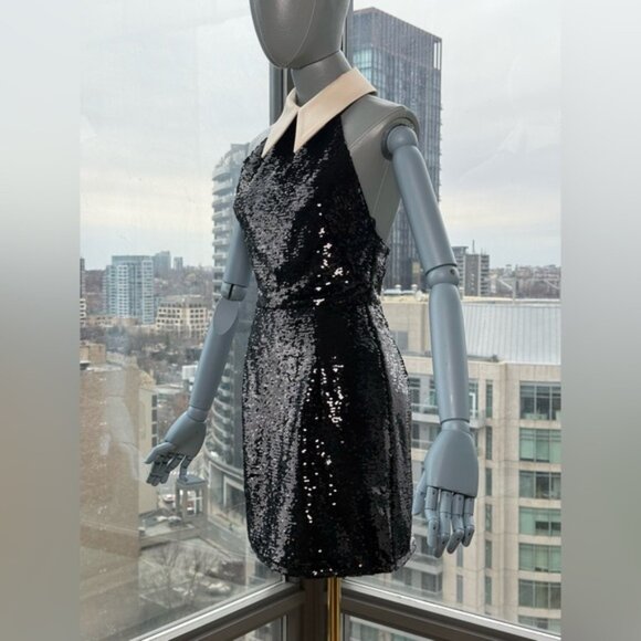 🆕 BRONX & BANCO 🧿 NWOT Wednesday Black Sequin Halterneck Mini Dress Sz XS US 2 - Picture 9 of 14
